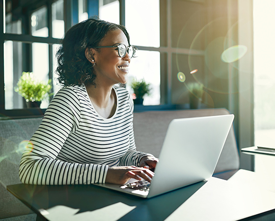 woman at a computer