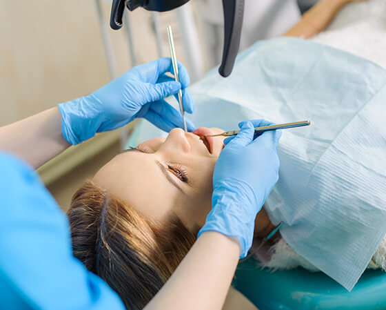 woman receiving dental work
